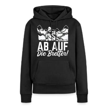 Skifahren Skipiste Ab auf die Bretter - Frauen Premium Bio Hoodie - Schwarz - Vorne - Julia (174cm)