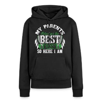 Meilleurs fils fils - Sweat à capuche Premium bio Femme - noir - Devant - Julia (174cm)