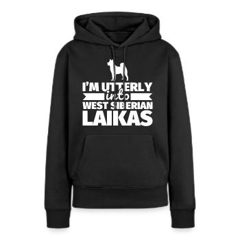 Laika de Sibérie occidentale drôle de dicton maître - Sweat à capuche Premium bio Femme - noir - Devant - Julia (174cm)