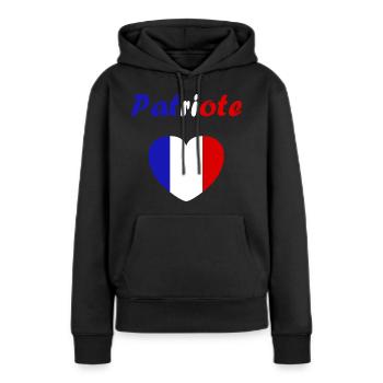 PATRIOTE - Sweat à capuche Premium bio Femme - noir - Devant - Julia (174cm)