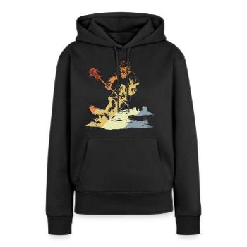 Vintage Lacrosse Spieler - Frauen Premium Bio Hoodie - Schwarz - Vorne - Julia (174cm)