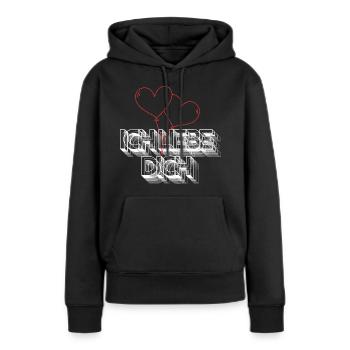 Ich liebe Dich - Frauen Premium Bio Hoodie - Schwarz - Vorne - Julia (174cm)
