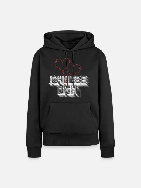 Ich liebe Dich - Frauen Premium Bio Hoodie - Schwarz