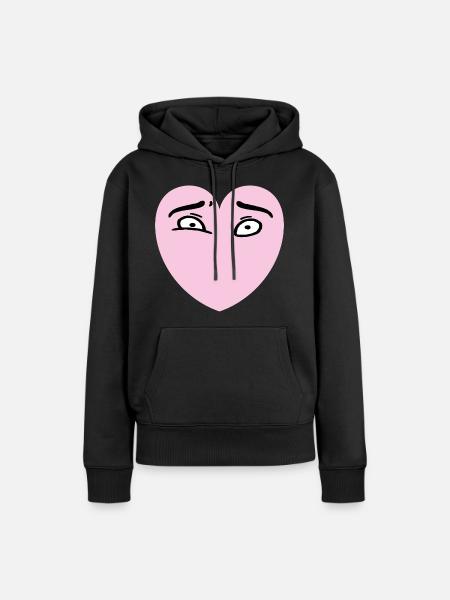 Herzaugen - Frauen Premium Bio Hoodie - Schwarz