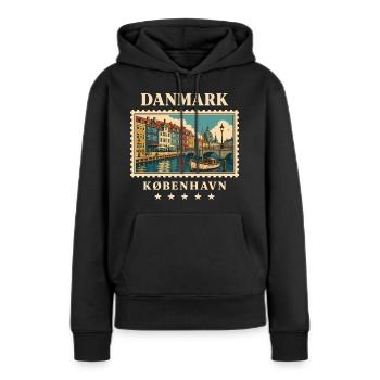 Dänemark Kopenhagen Vintage Reisemarke - Frauen Premium Bio Hoodie - Schwarz - Vorne - Julia (174cm)