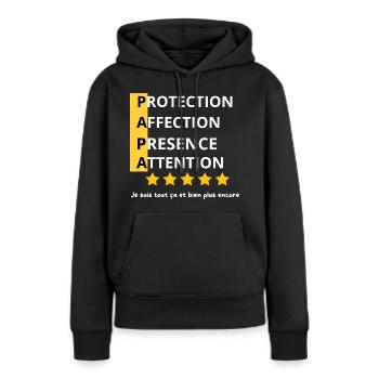 Papa Schutz Zuneigung Präsenz Aufmerksamkeit - Frauen Premium Bio Hoodie - Schwarz - Vorne - Julia (174cm)