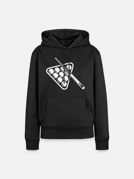 Billard Queue Billardkugeln Billardspieler - Frauen Premium Bio Hoodie - Schwarz