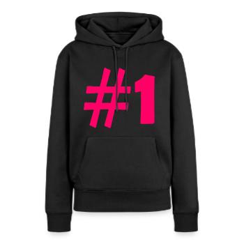 #1 - Frauen Premium Bio Hoodie - Schwarz - Vorne - Julia (174cm)