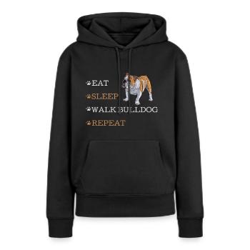 BULLDOGGE SPAZIEREN - Frauen Premium Bio Hoodie - Schwarz - Vorne - Julia (174cm)