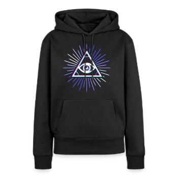 Illuminati all seeing eye blue 3d effect - Frauen Premium Bio Hoodie - Schwarz - Vorne - Julia (174cm)