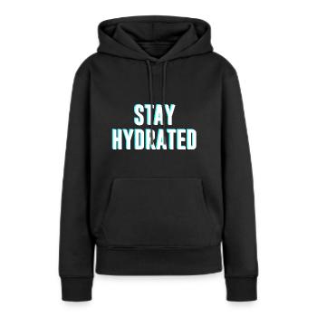 Rester hydraté - Sweat à capuche Premium bio Femme - noir - Devant - Julia (174cm)