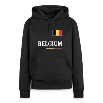 Belgien Landesfarben Flagge Geschenk - Frauen Premium Bio Hoodie - Schwarz - Vorne - Julia (174cm)