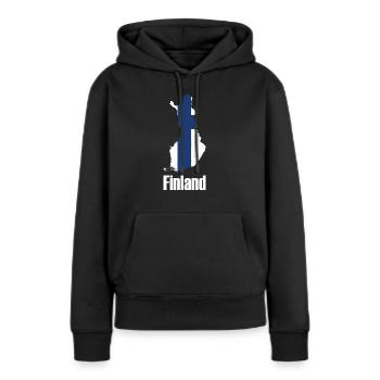 Finland Finlande carte nationale cadeau national - Sweat à capuche Premium bio Femme - noir - Devant - Julia (174cm)