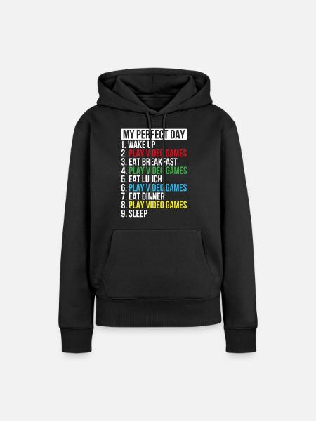 Zocken Gamer Online Spruch Geschenk - Frauen Premium Bio Hoodie - Schwarz