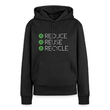 Recycle réduit environnement planète Terre cadeau - Sweat à capuche Premium bio Femme - noir - Devant - Julia (174cm)