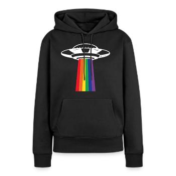 Don des droits de l'homme UGB lgbt - Sweat à capuche Premium bio Femme - noir - Devant - Julia (174cm)
