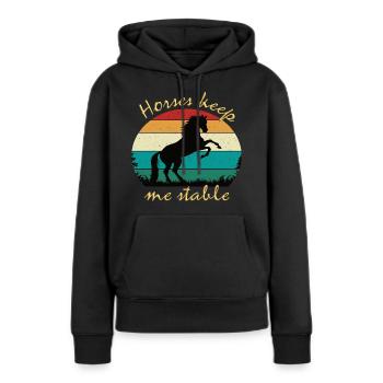 Horses keep me stable - Frauen Premium Bio Hoodie - Schwarz - Vorne - Julia (174cm)