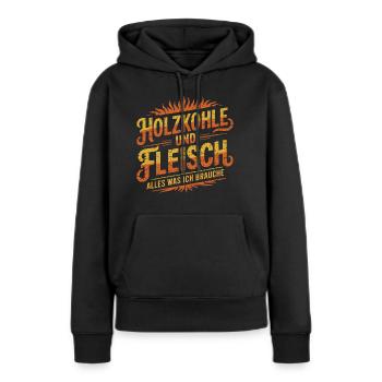 Holzkohle und Fleisch Grill BBQ - Frauen Premium Bio Hoodie - Schwarz - Vorne - Julia (174cm)