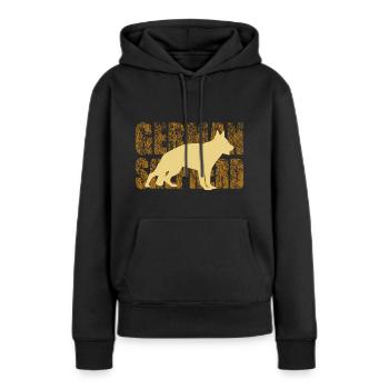 german shepherd - Frauen Premium Bio Hoodie - Schwarz - Vorne - Julia (174cm)