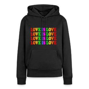 Love is love - Sweat à capuche Premium bio Femme - noir - Devant - Julia (174cm)