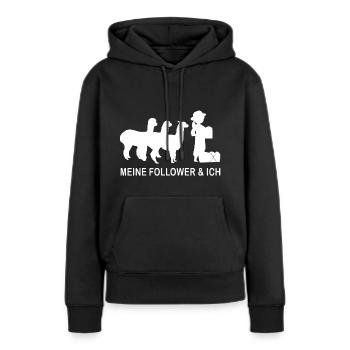 Meine Follower und ich Alpaka Frauen weiss - Frauen Premium Bio Hoodie - Schwarz - Vorne - Julia (174cm)