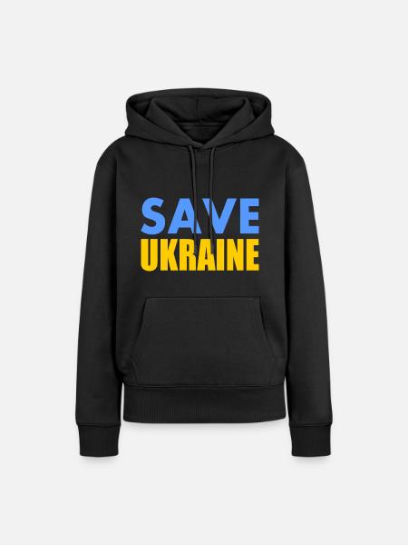 Save ukraine - Frauen Premium Bio Hoodie - Schwarz