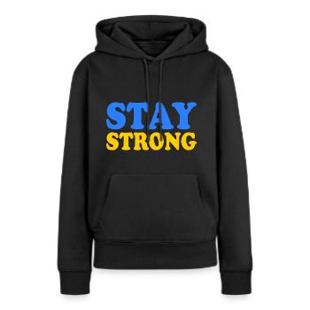 Stay strong - Sweat à capuche Premium bio Femme - noir - Devant - Julia (174cm)
