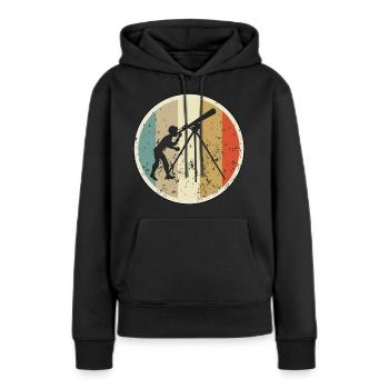 Astronom Teleskop Astronomie - Frauen Premium Bio Hoodie - Schwarz - Vorne - Julia (174cm)
