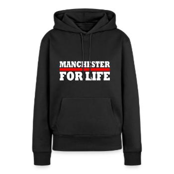 MANCHESTER - Sweat à capuche Premium bio Femme - noir - Devant - Julia (174cm)