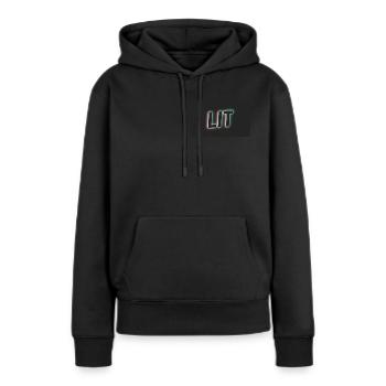 LIT Produkt - Frauen Premium Bio Hoodie - Schwarz - Vorne - Julia (174cm)