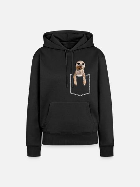 Erdmännchen In Brusttasche Hemdtasche - Frauen Premium Bio Hoodie - Schwarz