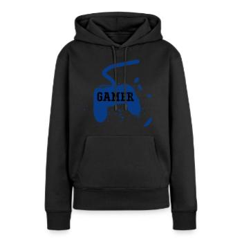 Joueur Console de jeux - Sweat à capuche Premium bio Femme - noir - Devant - Julia (174cm)