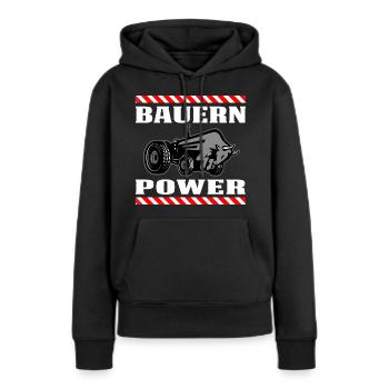 Bauern Power - Frauen Premium Bio Hoodie - Schwarz - Vorne - Julia (174cm)