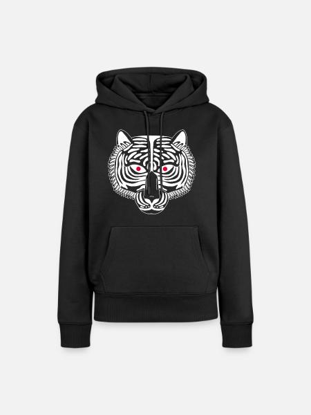 Weißer Tiger - Frauen Premium Bio Hoodie - Schwarz