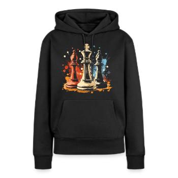 Graffiti de l’évêque et du roi des échecs - Sweat à capuche Premium bio Femme - noir - Devant - Julia (174cm)