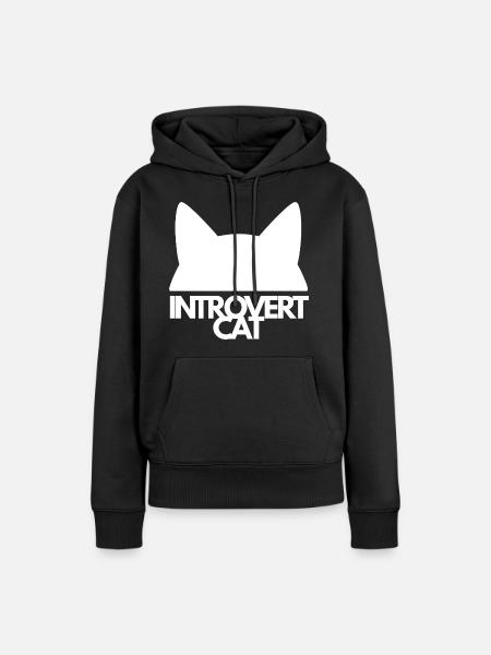 Introvertierte Katzensilhouette - Frauen Premium Bio Hoodie - Schwarz