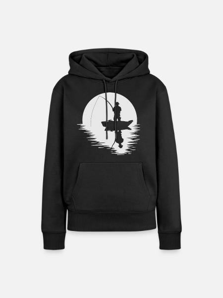 Vollmond Angler Mond angeln Fischen Style Geschenk - Frauen Premium Bio Hoodie - Schwarz