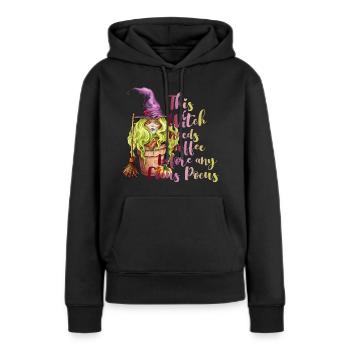Witch needs Coffee to Focus Pocus Halloween - Frauen Premium Bio Hoodie - Schwarz - Vorne - Julia (174cm)