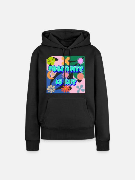 Positivity is key - Frauen Premium Bio Hoodie - Schwarz