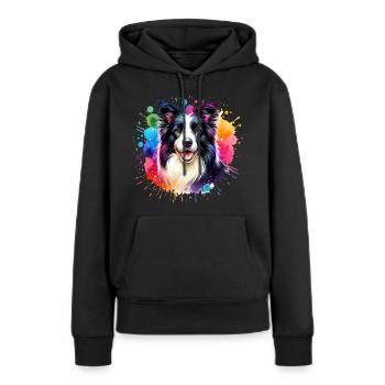 Border Collie - Frauen Premium Bio Hoodie - Schwarz - Vorne - Julia (174cm)