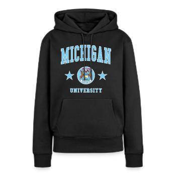 Michigan University - Frauen Premium Bio Hoodie - Schwarz - Vorne - Julia (174cm)