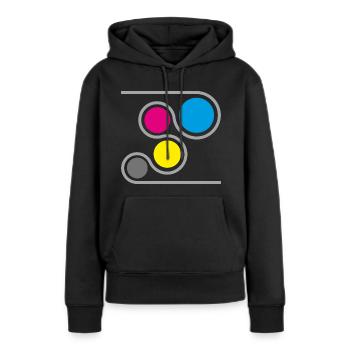 Imprimante CMJN Graphique - Sweat à capuche Premium bio Femme - noir - Devant - Julia (174cm)