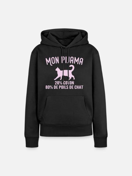Humorvoller Katzenhaar-Pyjama - Frauen Premium Bio Hoodie - Schwarz