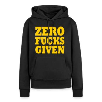 Zero fucks given - Sweat à capuche Premium bio Femme - noir - Devant - Julia (174cm)