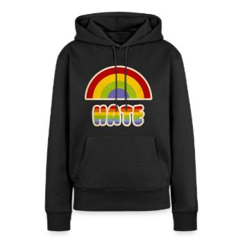 Regenbogen Hass Parodie - Frauen Premium Bio Hoodie - Schwarz - Vorne - Julia (174cm)