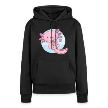 Mignon Axolotl aime le thé à bulles - Sweat à capuche Premium bio Femme - noir - Devant - Julia (174cm)