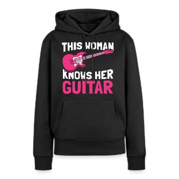 Guitare électrique Guitare électrique Guitariste Guitare - Sweat à capuche Premium bio Femme - noir - Devant - Julia (174cm)