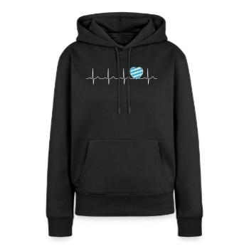 Herzschlag - Wiesn Heartbeat - Bayern - Frauen Premium Bio Hoodie - Schwarz - Vorne - Julia (174cm)