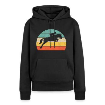 Saut d’obstacles - Sweat à capuche Premium bio Femme - noir - Devant - Julia (174cm)