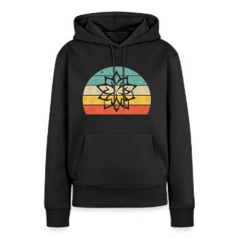 Lotusblume Yoga - Frauen Premium Bio Hoodie - Schwarz - Vorne - Julia (174cm)